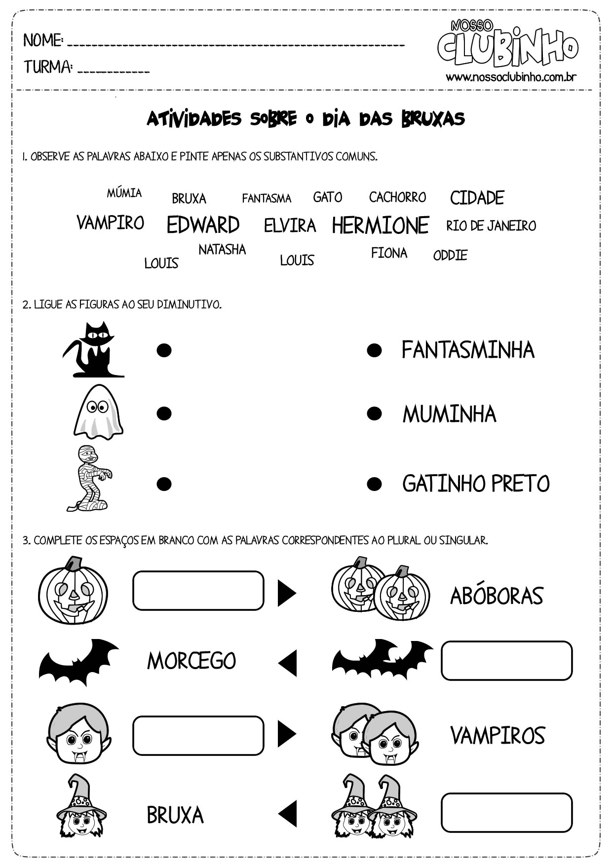 Atividades para alfabetização – Halloween (Dia das Bruxas) para o 3º ano