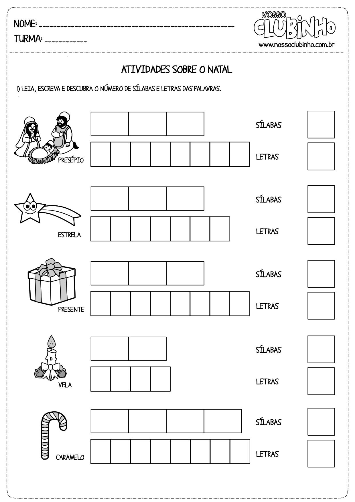 Atividades Educativas – Nosso Clubinho