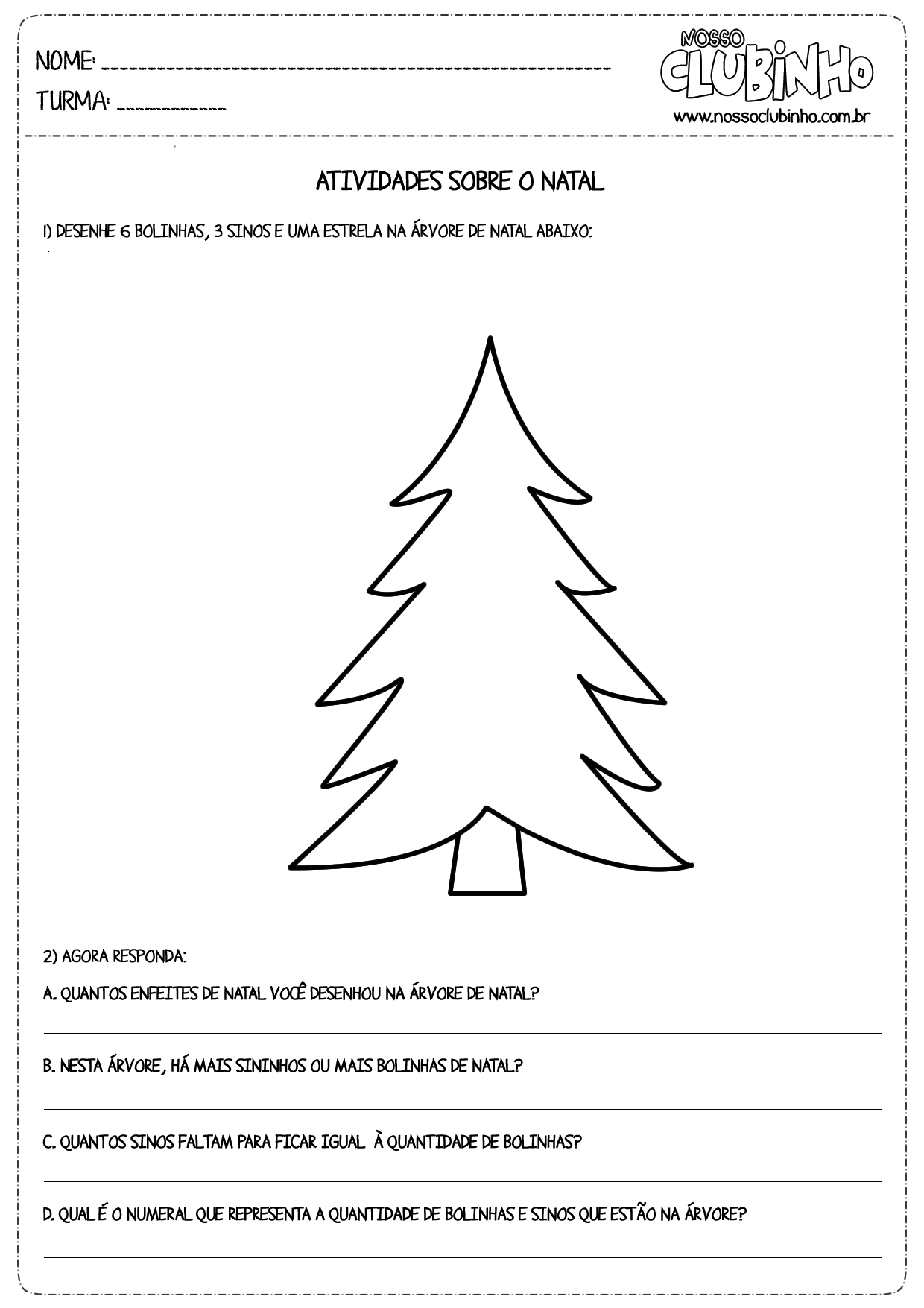 Atividades de matemática: Natal I