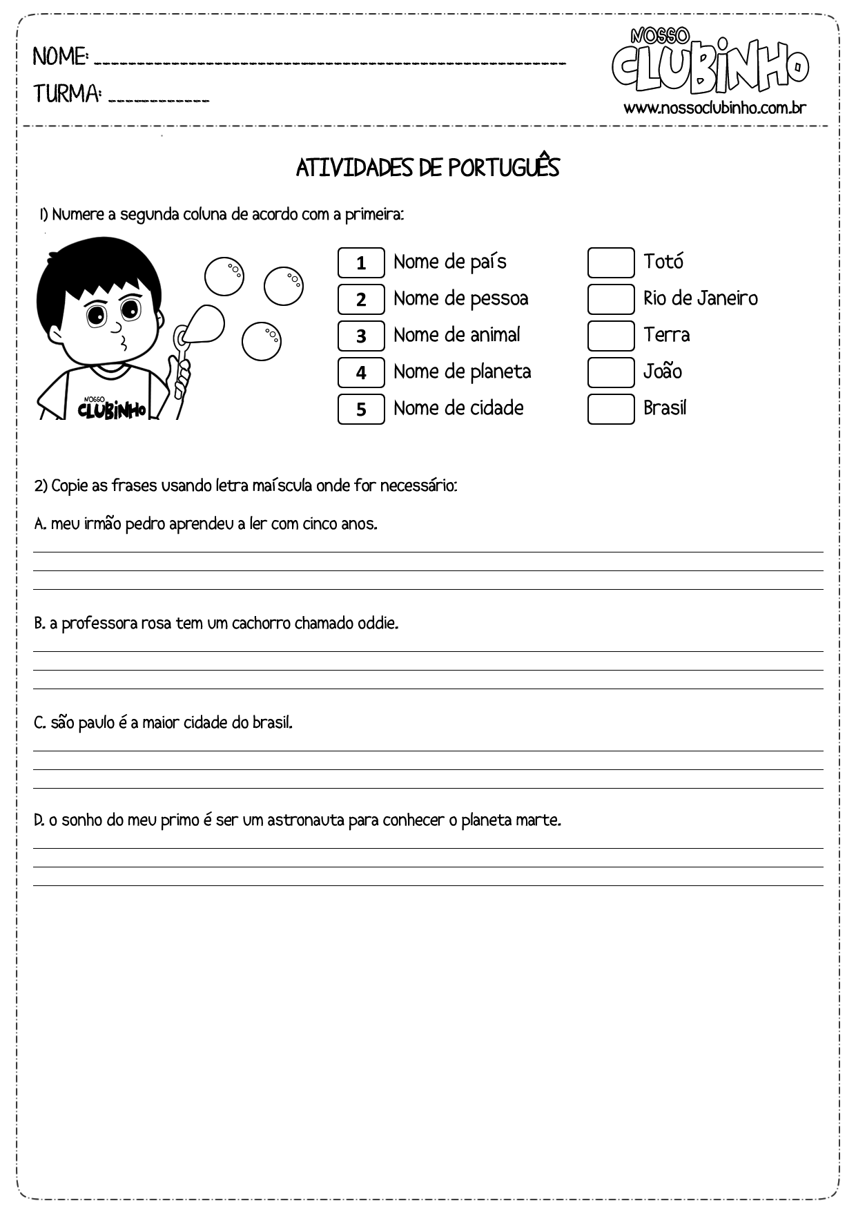 Atividades 2ª série - atividades de alfabetização - Atividades Educativas