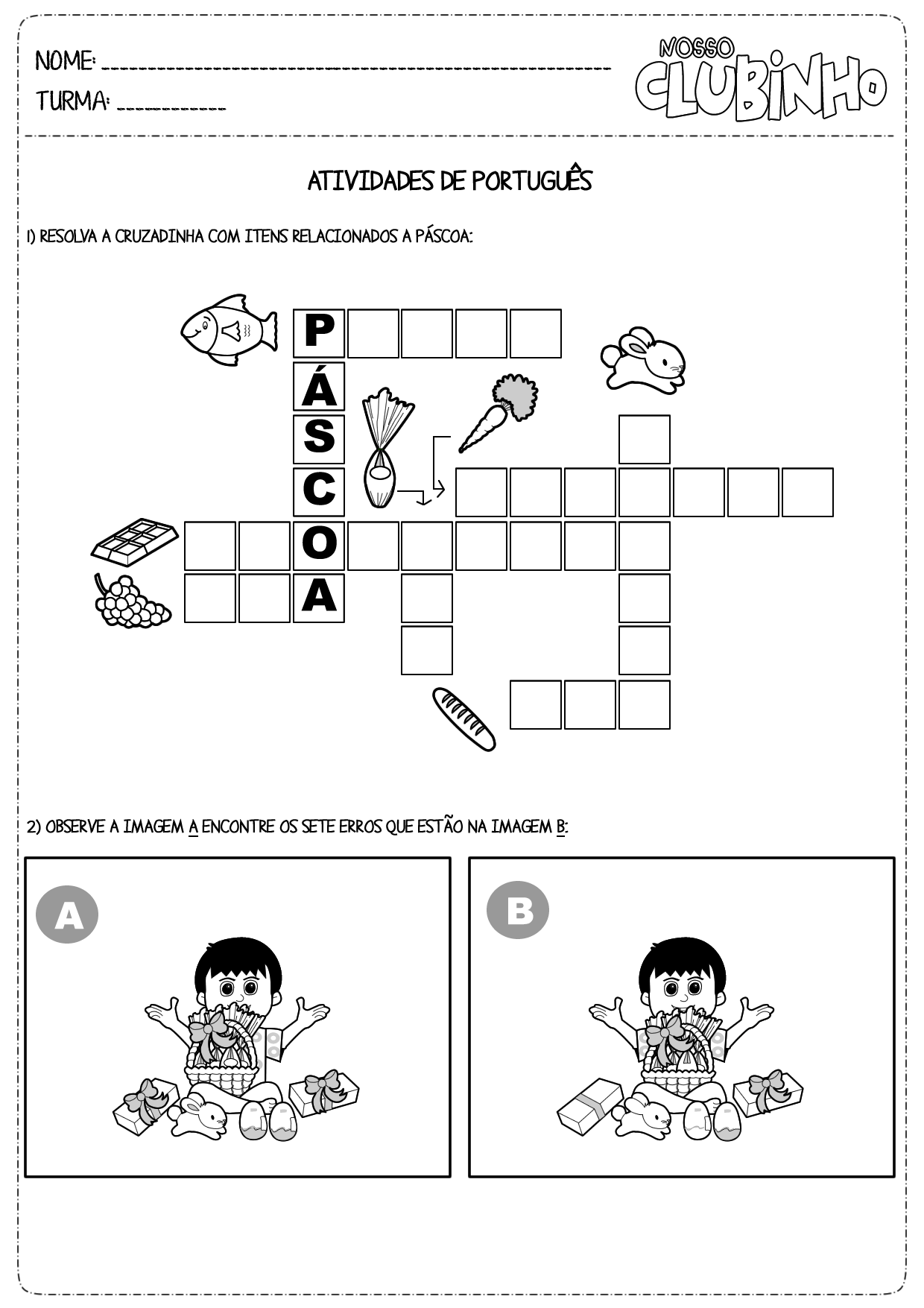 EDUCAR PARA A VIDA: Português 2º ano escolar - CRUZADINHAS E CAÇA