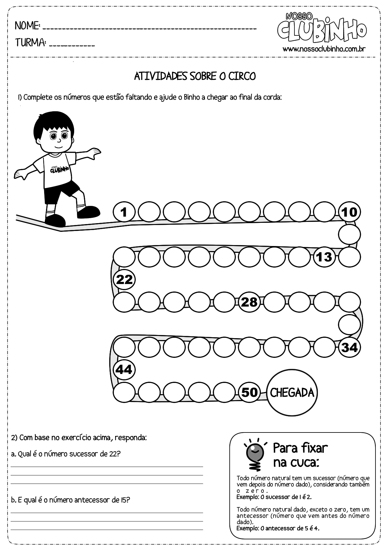 Atividades de matemática: Dia do Circo