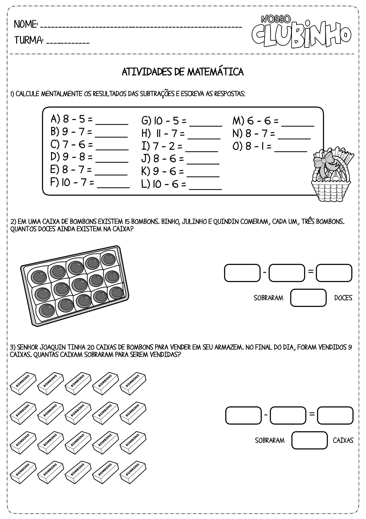 Atividades de matemática: Páscoa II