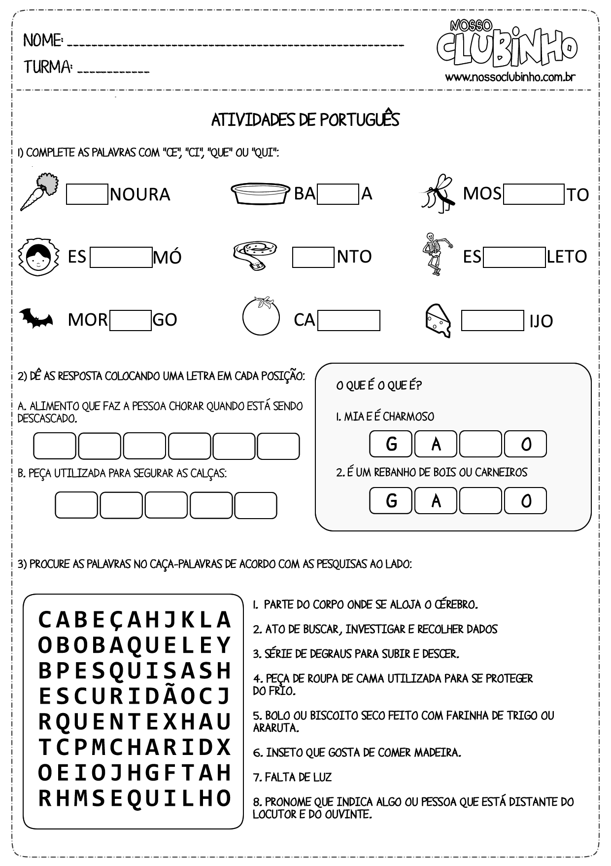 Nosso Clubinho - Atividades e jogos educativos para crianças