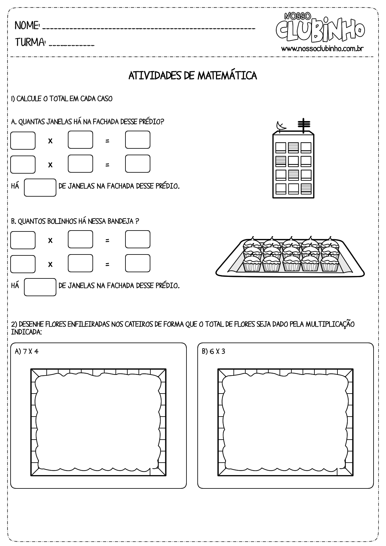 Atividades de matemática: Multiplicação 2