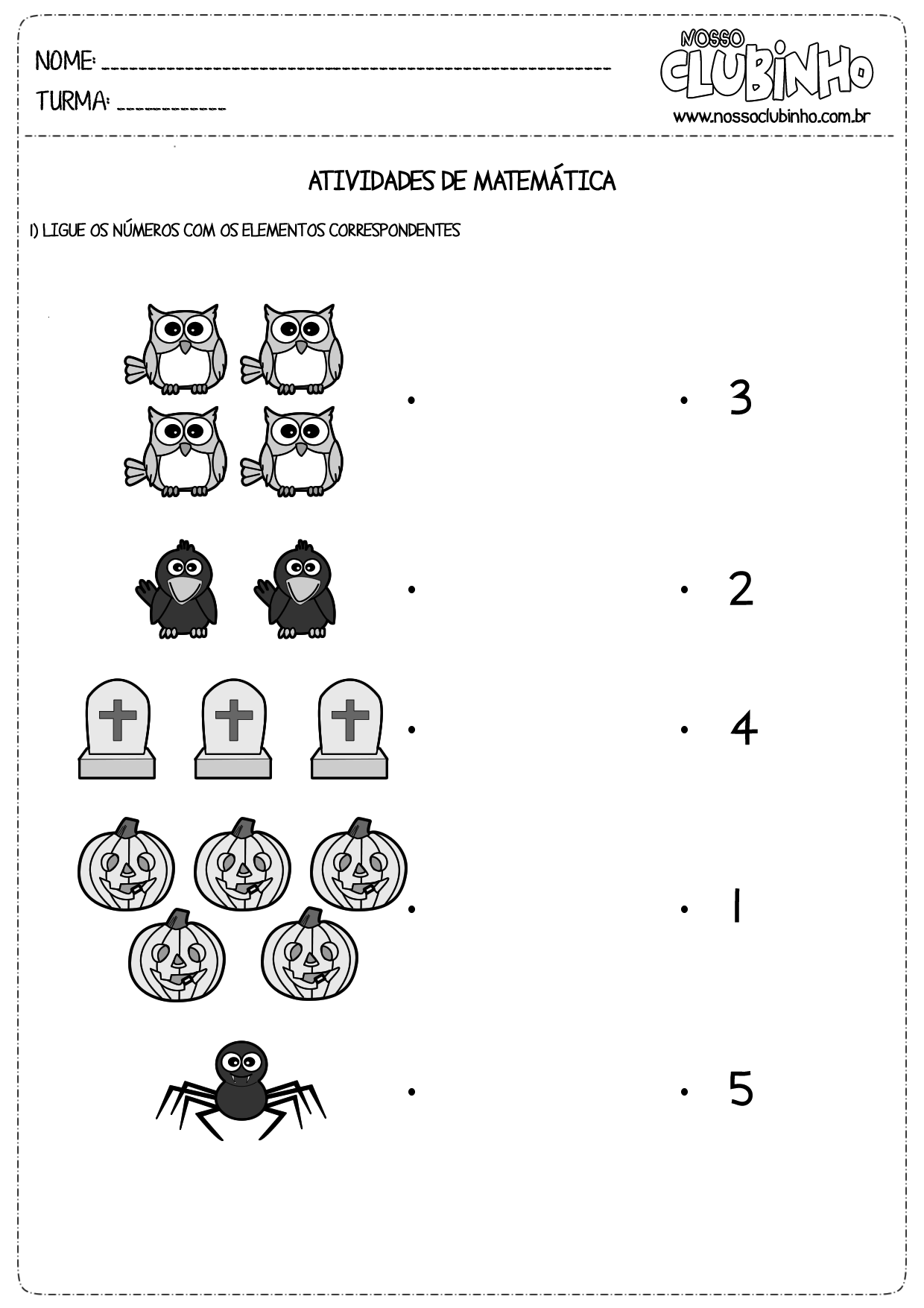 Atividades para o Halloween: Matemática I