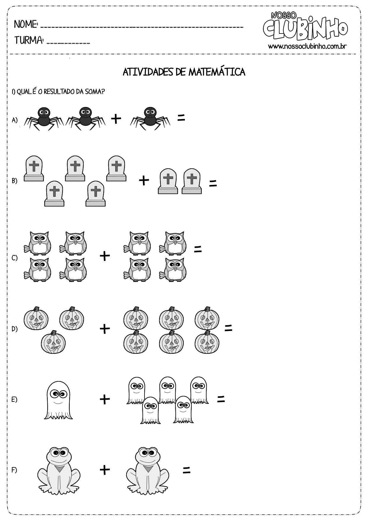 Atividades para o Halloween: Matemática II