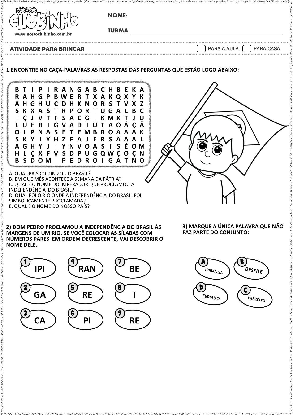 Atividades para Alfabetização: Semana da Pátria